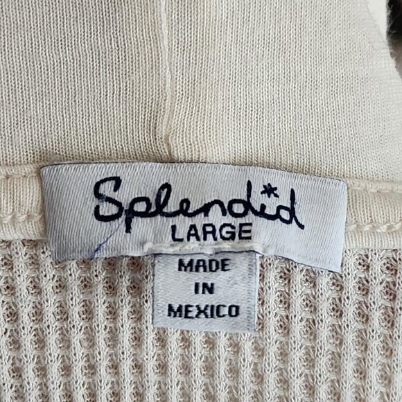 Splendid Beige Micro Modal Blend Waffle Knit Hooded Cardigan - Picture 6 of 8